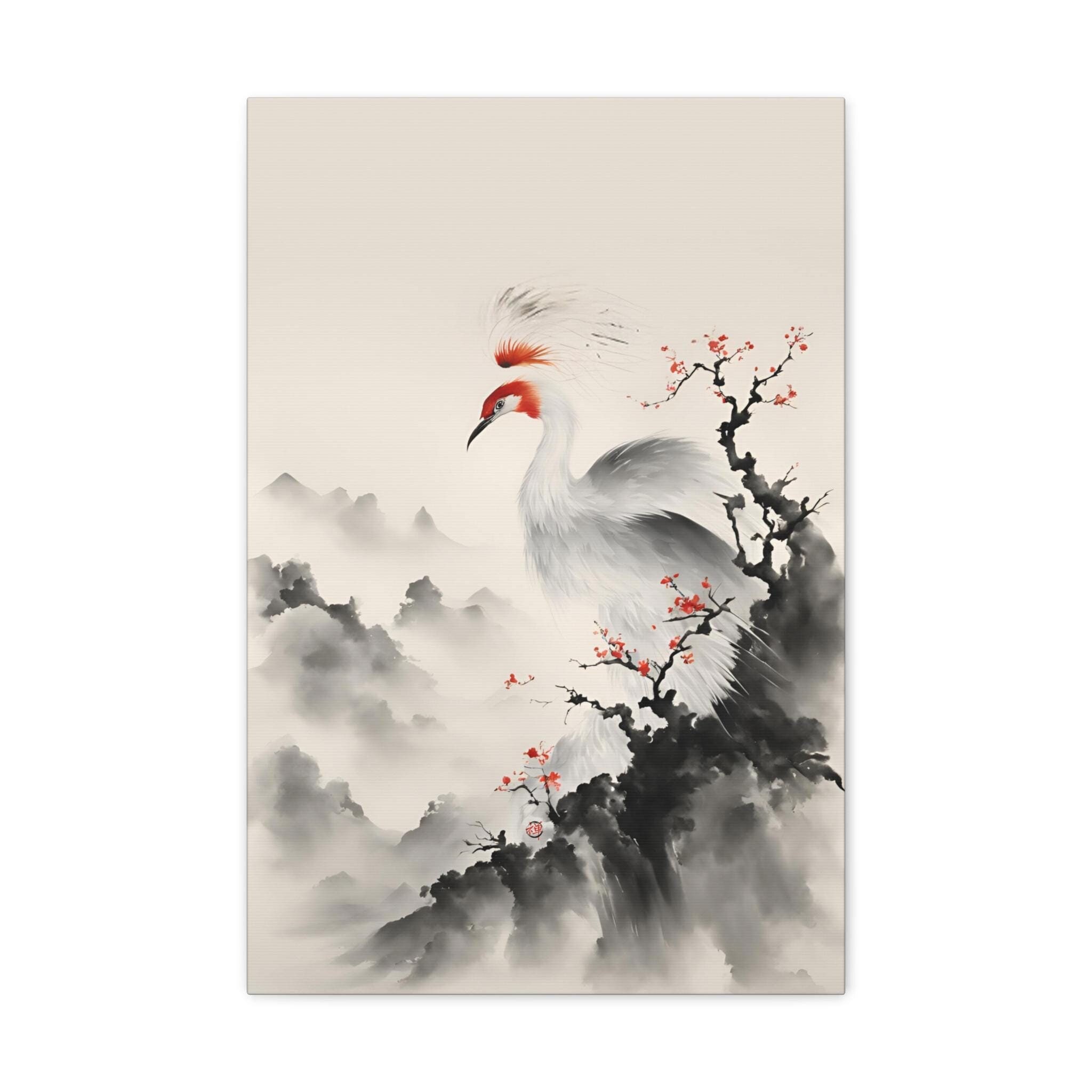 Japandi Canvas Painting ZEN 15, Minimalist Zen Wall Art Gift, Living Room Wall Decor, Japanese Ink-Wash Artwork, Signed Original Canvas Art