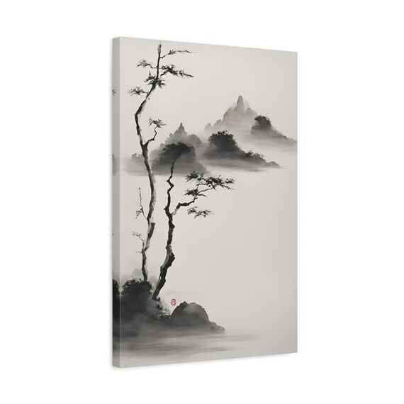 Japandi Canvas Painting ZEN 61, Minimalist Zen Wall Art Gift