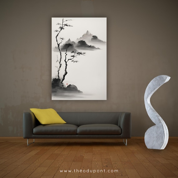 Japandi Canvas Painting ZEN 61, Minimalist Zen Wall Art Gift