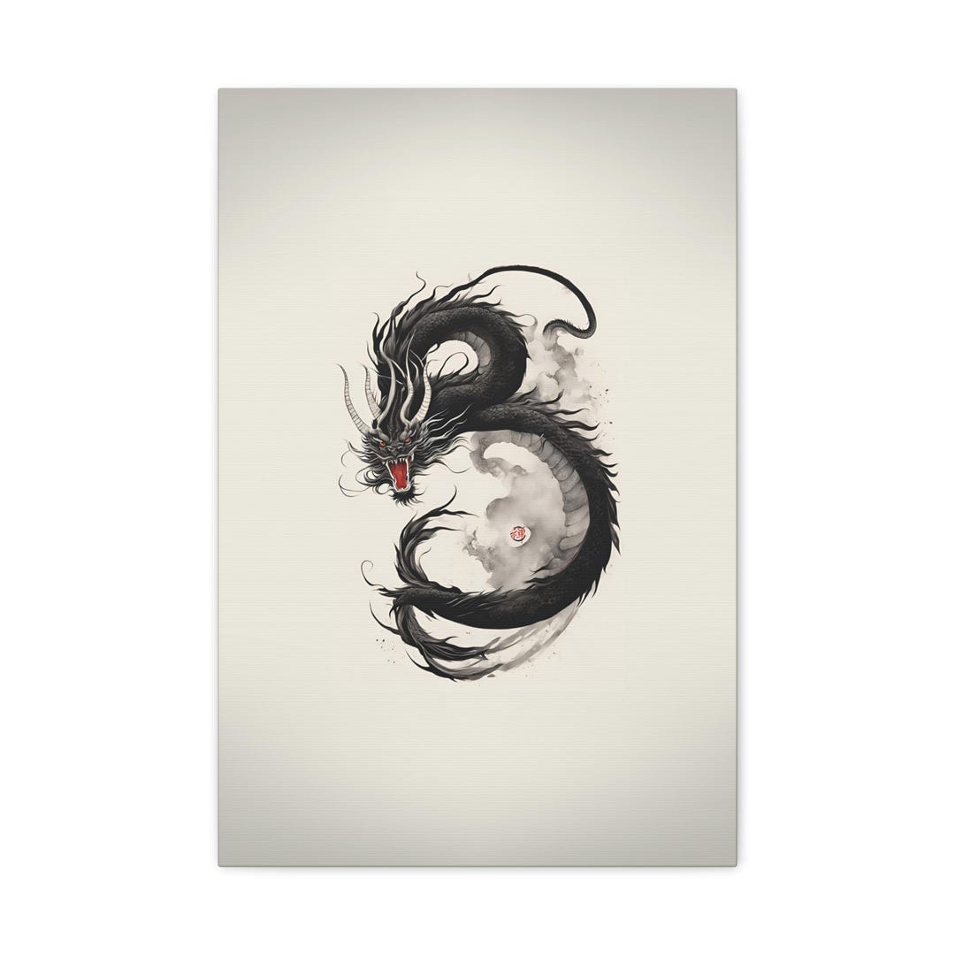 Japandi Canvas Painting ZEN 27, Dragon Art, Minimalist Zen Wall Art ...