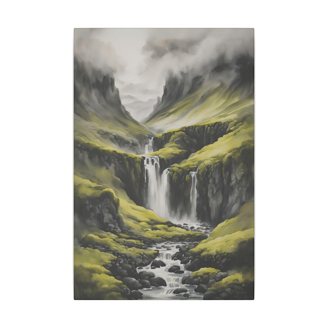 Majestic Iceland Waterfall Canvas Print, Nordic Landscape Wall Art ...
