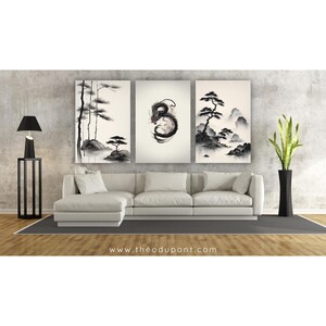 Japandi Canvas Painting ZEN 27, Dragon Art, Minimalist Zen Wall Art ...