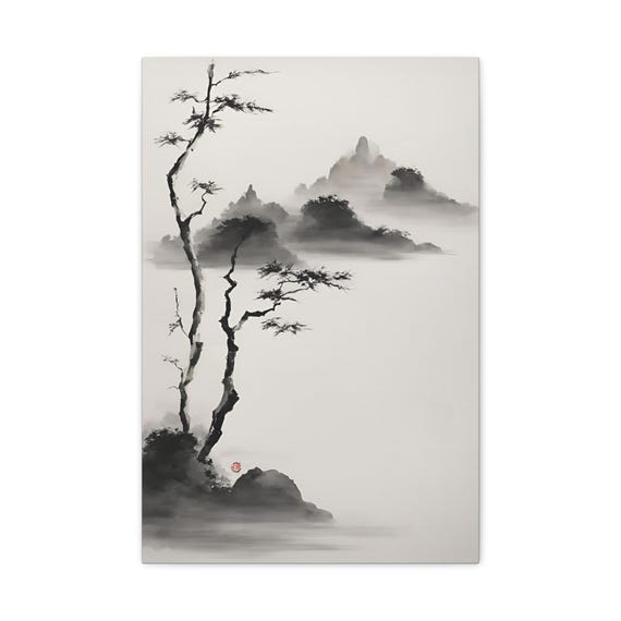 Japandi Canvas Painting ZEN 61, Minimalist Zen Wall Art Gift