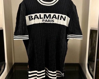 Vintage Balmain gebreid premium T-shirt, maat XXL