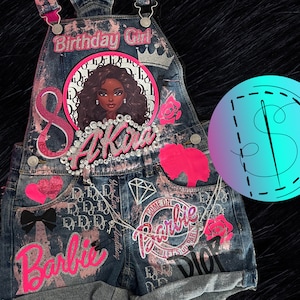 Custom Denim Overalls for kids, Custom Birthday outfit , Custom character outfit