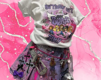 Custom Girls PLEATED Skirt outfit, Custom skirt Birthday outfit, Custom skirt with sweatshirt outfit, Custom sweatshirt, Character outfit