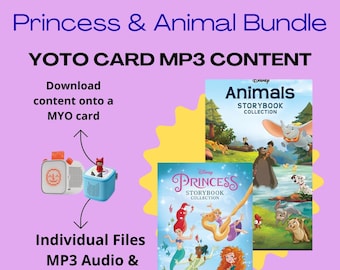 Disney Princess Animal Audio Bundle for Yoto Tonie | 38 MP3 Kids Stories | Creative Tonie MYO Download