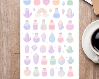 Mini Kawaii Potions Sticker Blätter – Journal und Planner Sticker | Scrapbooking Zubehör | Bujo Accessoires |  Aufkleber