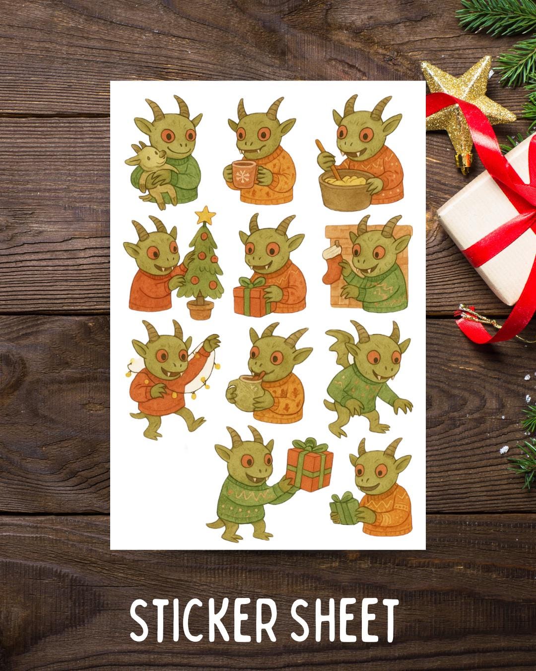 Cryptid Christmas Matte Sticker Sheet (5x7 or 3x4 In) - Etsy
