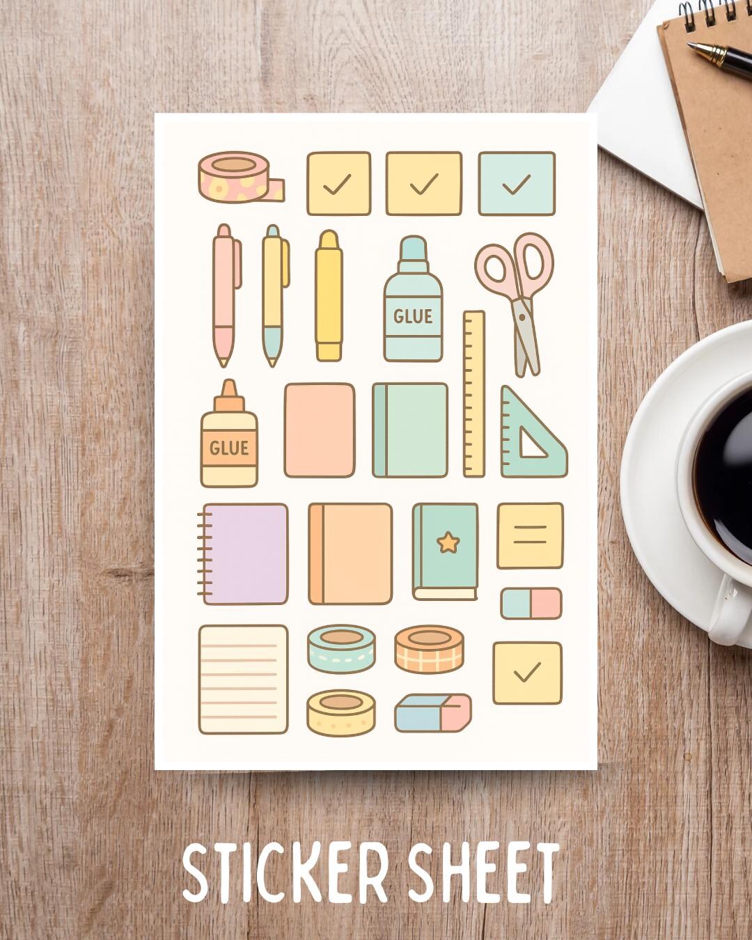 Kawaii Planner Vibes 2 Sticker Sheets – Journal and Planner Stickers ...
