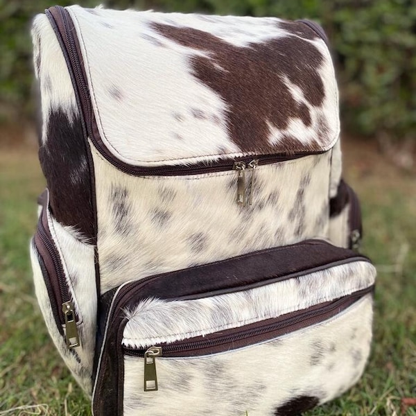 Hair on Cowhide Backpack Bag, Cowhide Diaper Backpack Bag, Tricolor Large Backpack Bag, Rucksack Backpack Hair On, Gift for Love, School Bag