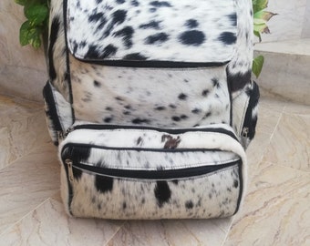 Ręcznie robiony plecak ze skóry bydlęcej, czarno-biała torba podróżna na pieluchy, plecak na laptopa, torby do noszenia w ręku, plecak dzienny z przednią kieszenią