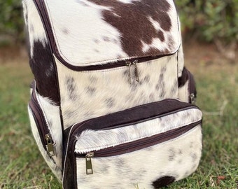 Handmade Cowhide Leather Backpack, Tricolor Shoulder Travel Bag, Laptop Backpack, Hand Carry Bags, Front Pocket Daypack