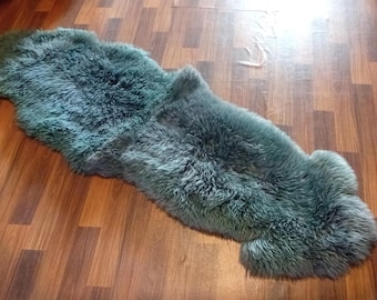 Genuine Australian Sheepskin Rug Large | Grey Blue Sheepskin Double Pelt | Fur Throw 2ft x 6ft | Western Area Runner