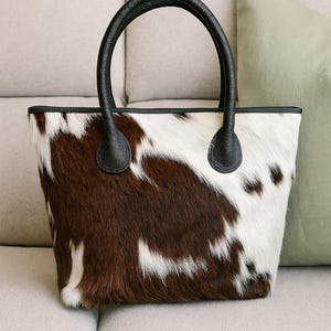 Handmade Tricolor Cowhide Tote Bag: Large Leather Western Purse