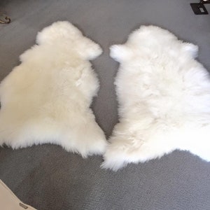 Genuine Sheepskin Rug, Ivory White Sheepskin Fur Rug 1.5 x 2.5 Sheepskin Wool Rug Single Pelt Baby sheep rug, Dog matts Fur Carpet Set of 2