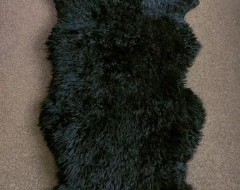 Genuine Australian Sheepskin Rug Large | Black Sheepskin Double Pelt | Fur Throw 2ft x 6ft | Western Area Runner