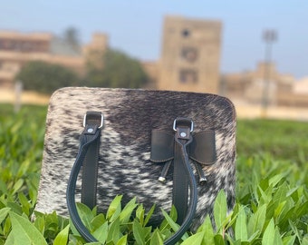 Handmade Cowhide Tote Bag: Western Leather Shoulder Bag