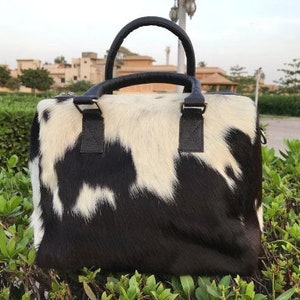 Tricolor Cowhide Handbag: Exotic Hair-On-Hide Leather Tote