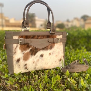 Sac fourre-tout en cuir de vachette fait main pour femme, sac à bandoulière en cuir de vache fait main en cuir de vachette sac fourre-tout tricolore en cuir de vachette cheveux sur cuir