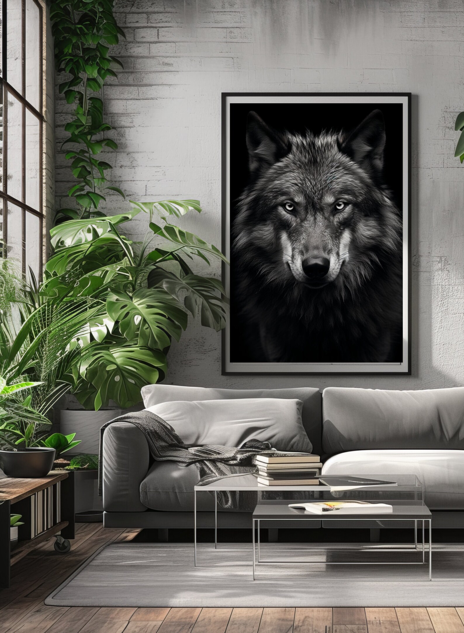 WOLF B&W INTERIOR - Etsy