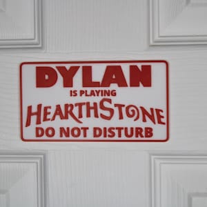HearthStone Door Sign | Custom "Do Not Disturb" Name Plate | Personalized Gamer Wall Decor | Made to Order