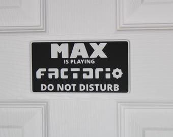 Factorio Door Sign | Custom "Do Not Disturb" Name Plate | Personalized Gamer Wall Decor | Made to Order