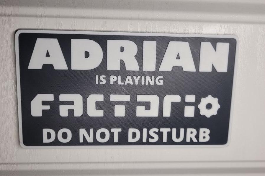 Factorio Door Sign | Custom "Do Not Disturb" Name Plate | Personalized Gamer Wall Decor | Made to Order