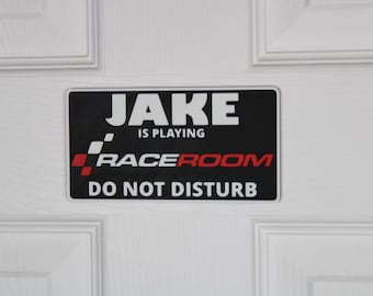 Race Room | Door Sign | Custom "Do Not Disturb" Name Plate | Personalized Gamer Wall Decor | Made to Order |
