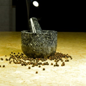 Black Marble Mortar and Pestle, countertop grinder, pharmacist gift, stone mortar pestle, mortar and pestle, mortar and pestle stone, mortar and pestle made in usa, gift for her, handmade gift,