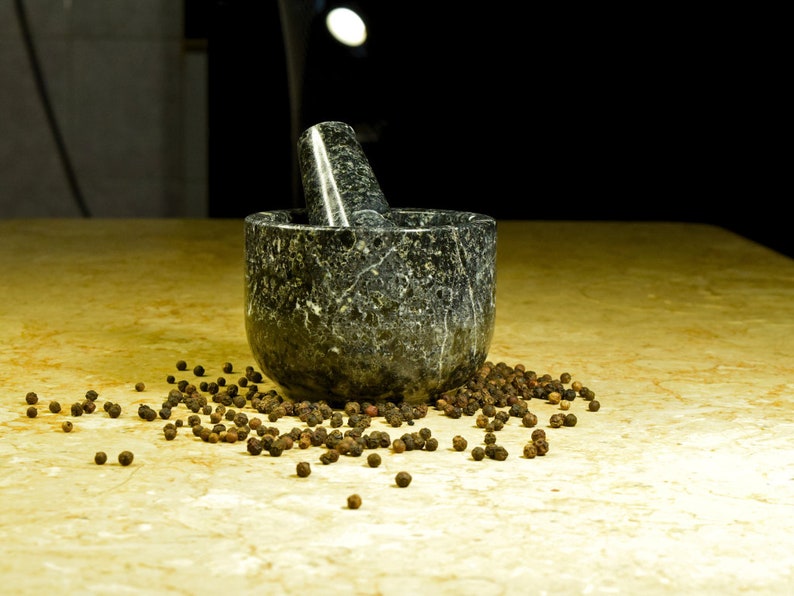 Black Marble Mortar and Pestle, countertop grinder, pharmacist gift, stone mortar pestle, mortar and pestle, mortar and pestle stone, mortar and pestle made in usa, gift for her, handmade gift,
