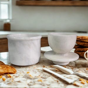 Butter Crock with Lid - French Inspired Butter Dish, Unqiue Marble Butter Softer, Handmade Butter Dish with Lid | Christmas Gifts for Her