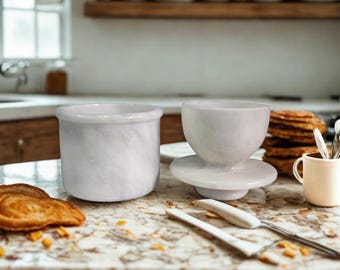 Marble Butter Crock with Lid: French-Inspired Butter Keeper, Handmade Serving Dish | Christmas Gift