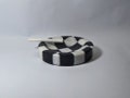 Checkered Onyx Ashtray - Hand-Carved Stone Dish, Home Decor Marble Bowl