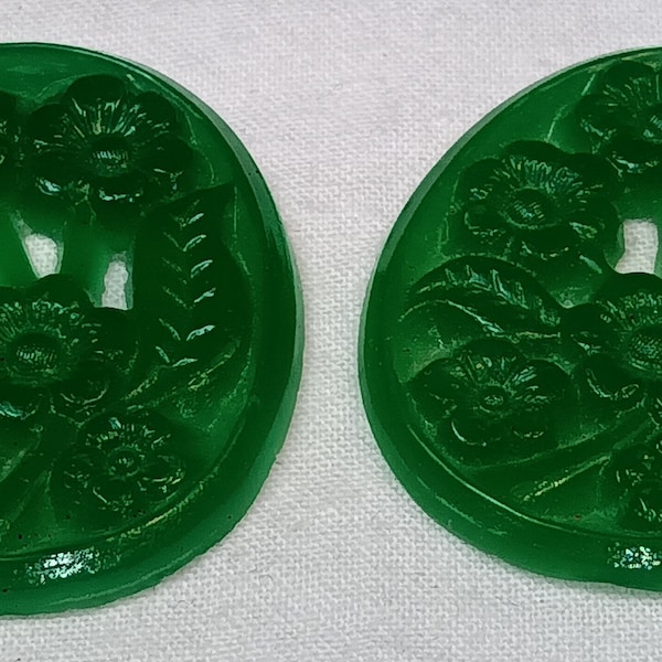 Vintage Glass Cabochon Jade Color Carved Glass from Japan Perfect for mounting in findings for pendants brooches rings and crafts