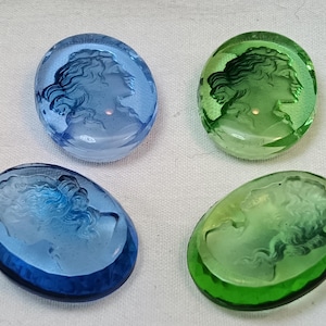 Vintage Glass Intaglio Cameo Cabochon from Western Germany