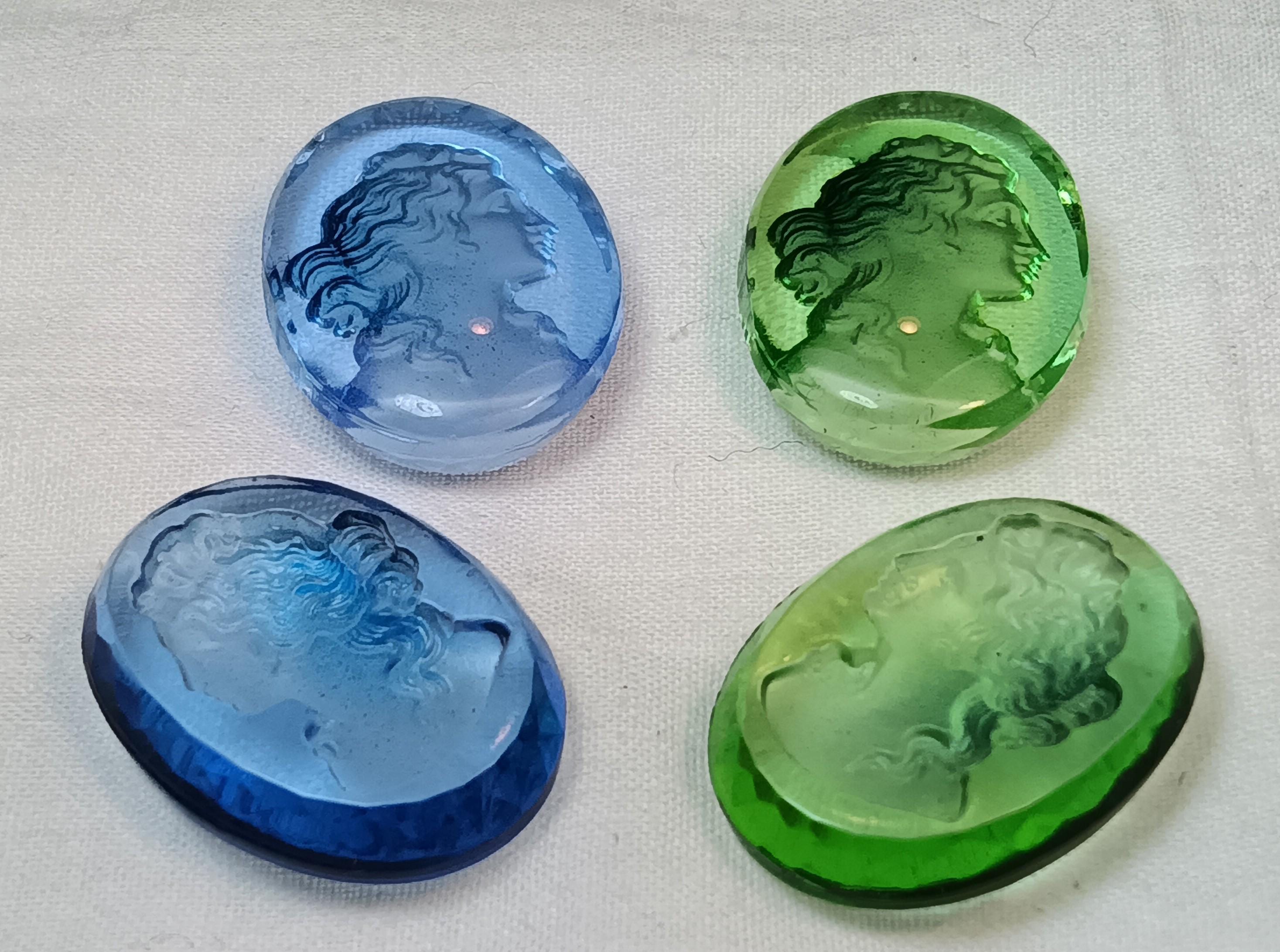 Vintage Glass Intaglio Cameo Cabochon from Western Germany