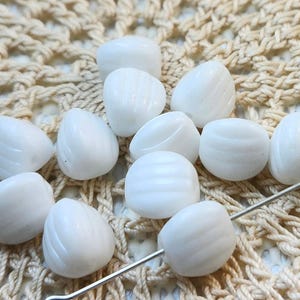 Vintage White Glass Triangular Shaped Beads