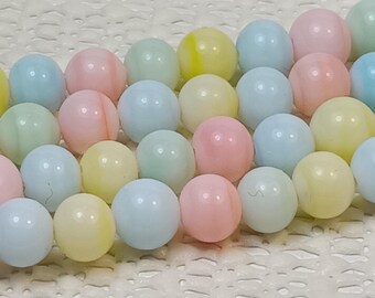 Vintage Pastel Glass Bead Strand Mix from Japan