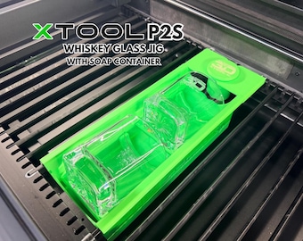 X-Tool P2S- 2X 8 oz Whiskey Rocks Glasses Jig – 3D Printed Engraving Fixture