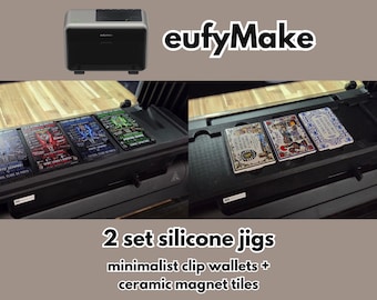 Silicone EufyMake E1 UV Printer Ceramic Tile Magnets + Minimalist Clip Wallet Jig Set