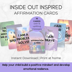 Inside Out Affirmationskarten | Kinder psychische Gesundheit | Druckbare positive Zitate für Kinder | Digitaler Download | Selbstwertgefühl | Vertrauen