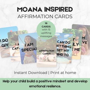 Moana Affirmationskarten | Kinder psychische Gesundheit | Druckbare positive Zitate für Kinder | Digitaler Download | Selbstwertgefühl | Vertrauensbildung