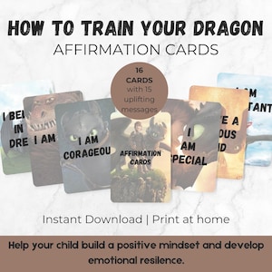 Affirmatiekaarten Hoe je een draak kunt trainen | Geestelijke gezondheid voor kinderen | Afdrukbare positieve quotes voor kinderen | Digitale download | Zelfrespect