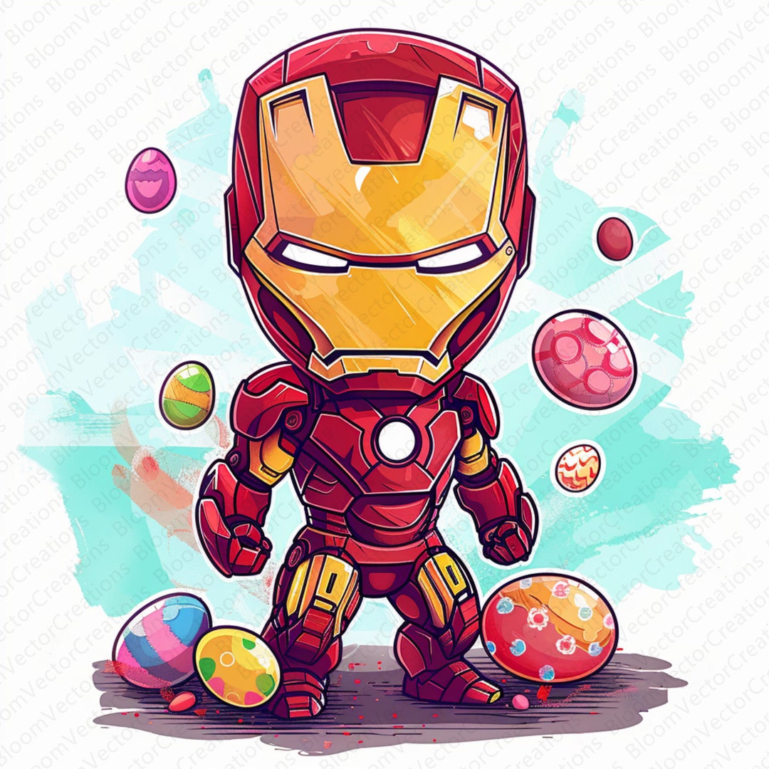 Easter Iron Man Png, Cute Iron Man Easter Egg, Iron Man Party Supplies