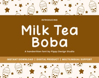 Milk Tea Boba | Handwritten Font by Pippy Design Studio | For digital planning, journaling, or note taking | OTF File | Digital Download