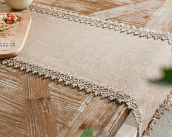 Rustic Table Runner, Linen Natural Color