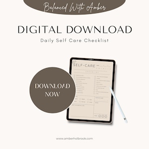 Simple Daily Self-Care Checklist Digital Download - Printable