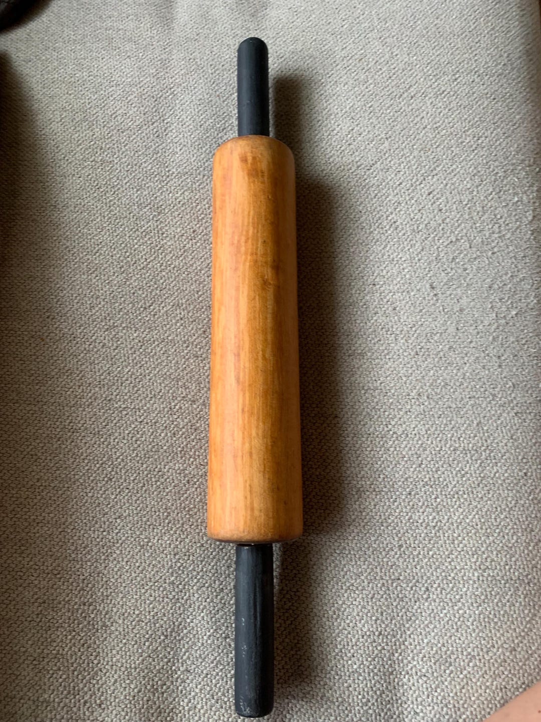 Maple Rolling Pin Vintage Primitive Large Maple Rolling Pin With Painted Black Handles - Etsy