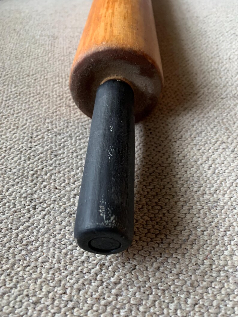 Maple Rolling Pin Vintage Primitive Large Maple Rolling Pin With Painted Black Handles - Etsy